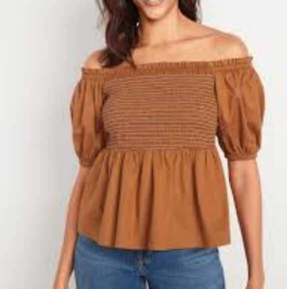 🍁Old Navy #418410 Off-The-Shoulder Smocked Babydoll Swing Blouse NWT size XL - Picture 1 of 7